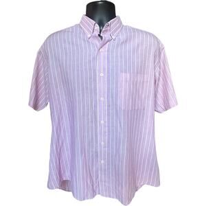 Mervyn’s Men’s Striped Short-Sleeve Button Down Shirt Purple 90s Preppy